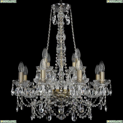 Люстра 1411/8+4/195/h-70/Pa ★Bohemia Ivele Crystal, Патина► — Купить▼
