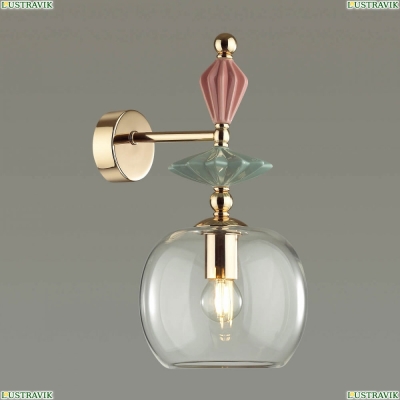 Бра 4855/1WB ★Odeon Light, 1 x 40Вт☀, Золото► — Купить▼