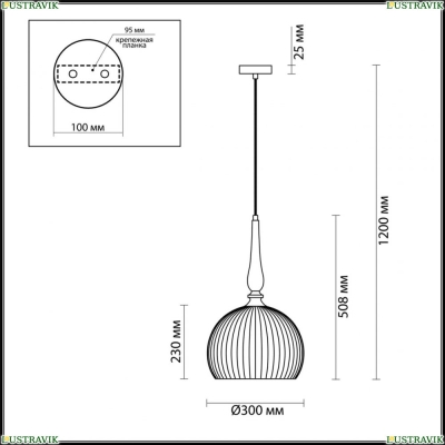 Подвес 4766/1 ★Odeon Light, 1 x 60Вт☀, Бронза► — Купить▼