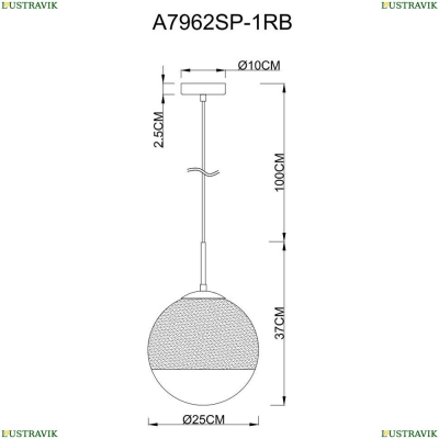 Подвес A7962SP-1RB ★Arte Lamp, Бронза► — Купить▼