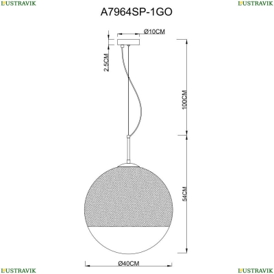 Подвес A7964SP-1GO ★Arte Lamp, Золото► — Купить▼