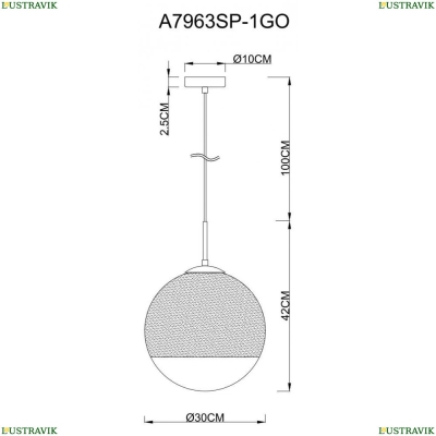 Подвес A7963SP-1GO ★Arte Lamp, Золото► — Купить▼