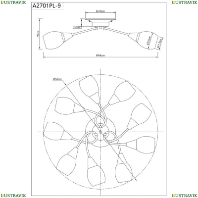 Люстра A2701PL-9WG ★Arte Lamp, Белый с патиной► — Купить▼