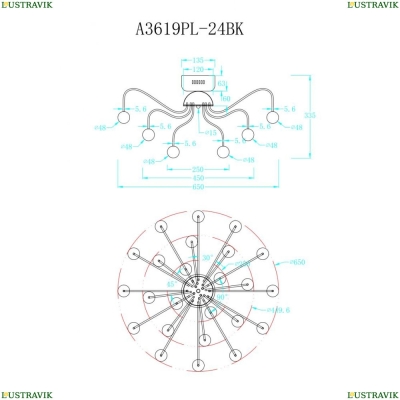 Люстра A3619PL-24BK ★Arte Lamp, Черный► — Купить▼