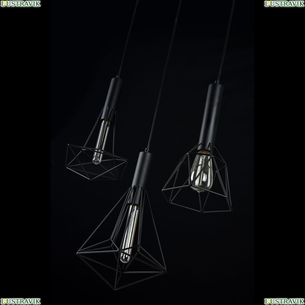 Подвес T021-03-B ★Maytoni, 3 x 60Вт☀, Черный► — Купить▼