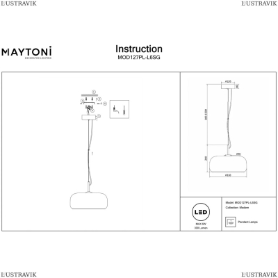 Светильник MOD127PL-L6SG ★Maytoni, 1 x 6Вт☀, Бронза► — Купить▼