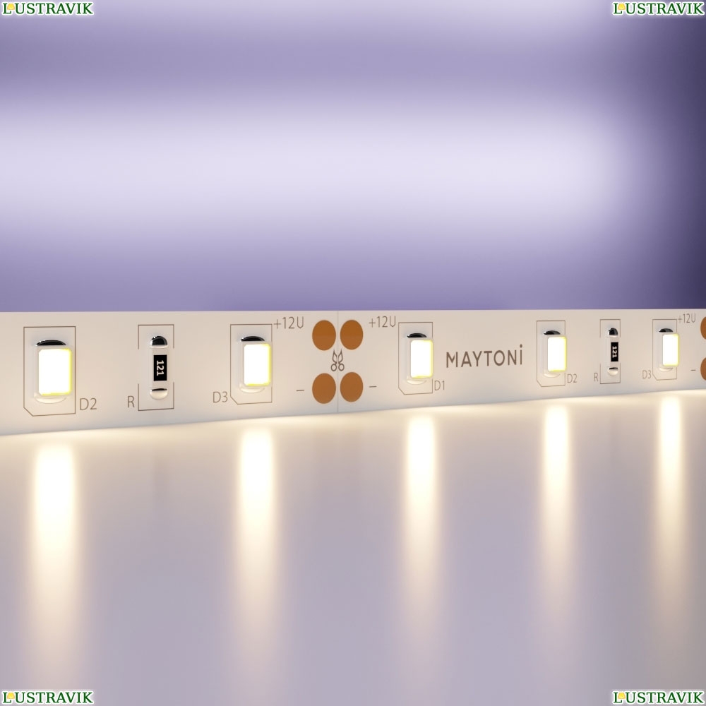 5М. Светодиодная Лента Теплого Цвета 3000К, 7,2W, 12V, 60Led, Ip20 20001 ★ Maytoni — купить в интернет магазине ЛЮСТРАВИК☀