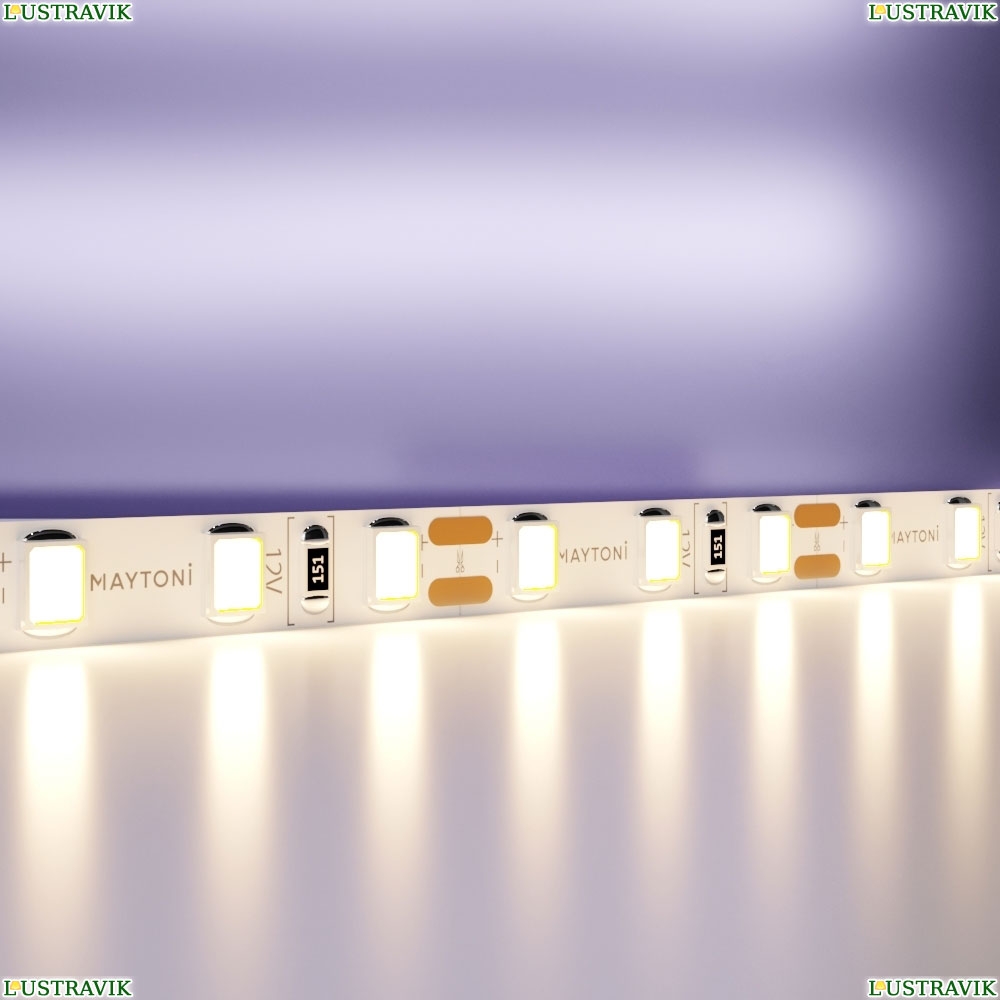 5М. Светодиодная Лента Теплого Цвета 3000К, 9,6W, 12V, 60Led, Ip20 20010 ★ Maytoni — купить в интернет магазине ЛЮСТРАВИК☀