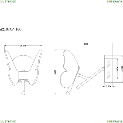 Бра A2187AP-1GO ★ Arte Lamp — купить в интернет магазине ЛЮСТРАВИК☀