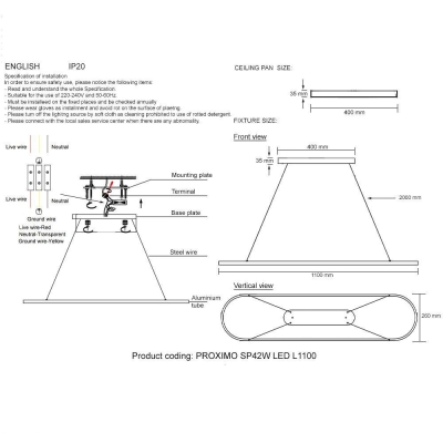 Светильник PROXIMO SP42W LED L1100 BLACK ★ Crystal Lux — купить в интернет магазине ЛЮСТРАВИК☀
