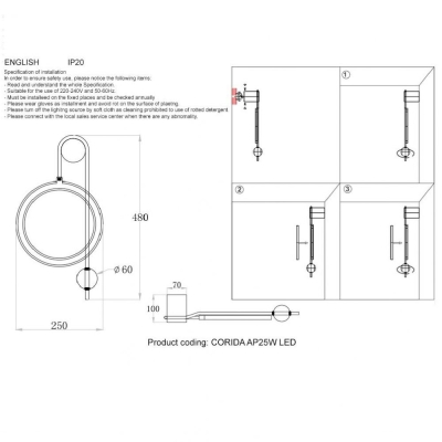 Светильник CORIDA AP25W LED BLACK/GOLD ★ Crystal Lux — купить в интернет магазине ЛЮСТРАВИК☀
