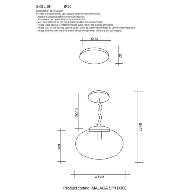 Светильник Malaga SP1 D360 Gold ★ Crystal Lux — купить в интернет магазине ЛЮСТРАВИК☀