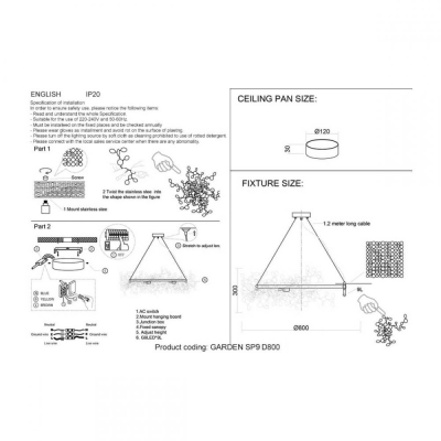 Люстру GARDEN SP9 D800 CHROME ★ Crystal Lux — купить в интернет магазине ЛЮСТРАВИК☀