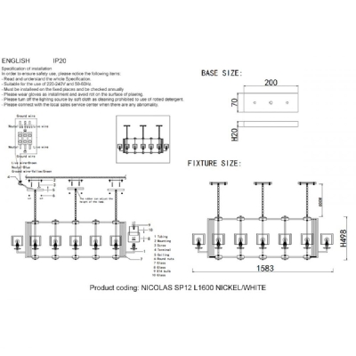 Люстру Nicolas SP12 L1600 Nickel/White ★ Crystal Lux — купить в интернет магазине ЛЮСТРАВИК☀