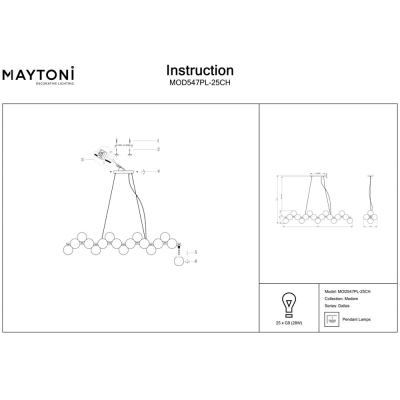 Люстра MOD547PL-25CH ★Maytoni, 25 x 28Вт☀, Хром► — Купить▼