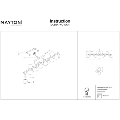 Люстра MOD547WL-13CH ★Maytoni, 13 x 28Вт☀, Хром► — Купить▼