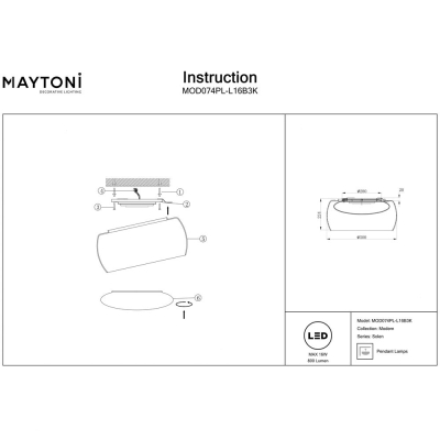 Светильник MOD074PL-L16B3K ★Maytoni, LED☀, Золото► — Купить▼