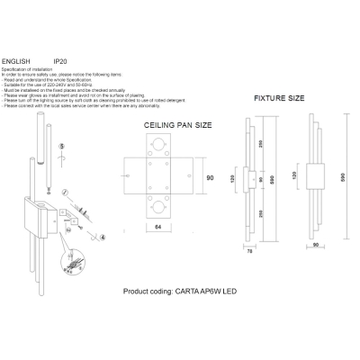 Бра CARTA AP6W LED BLACK/BRASS ★ Crystal Lux — купить в интернет магазине ЛЮСТРАВИК☀