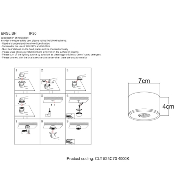 Светильник CLT 525C70 BL 4000K ★ Crystal Lux — купить в интернет магазине ЛЮСТРАВИК☀