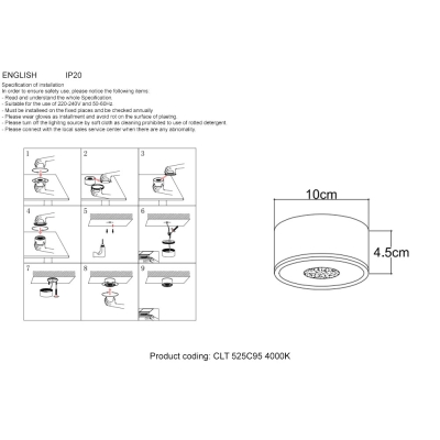 Светильник CLT 525C95 BL 4000K ★ Crystal Lux — купить в интернет магазине ЛЮСТРАВИК☀