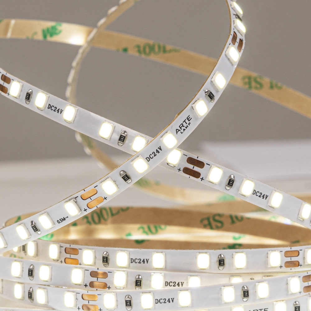 5М. Светодиодная Лента Теплого Цвета 3000К, 9,6W, 24V, Ip20 A2412005-01-3K ★ Arte lamp — купить в интернет магазине ЛЮСТРАВИК☀