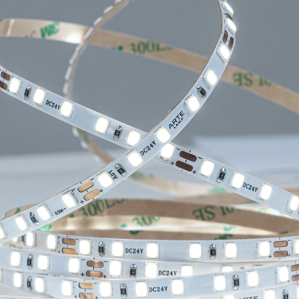 5М. Светодиодная Лента Холодного Цвета 6000К, 9,6W, 24V, Ip20 A2412005-03-6K ★ Arte lamp — купить в интернет магазине ЛЮСТРАВИК☀