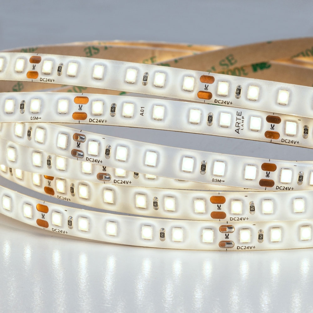 5М. Светодиодная Лента Белого Цвета 4000К, 9,6W, 24V, Ip65 Aqua A2412008-05-4K ★ Arte lamp — купить в интернет магазине ЛЮСТРАВИ