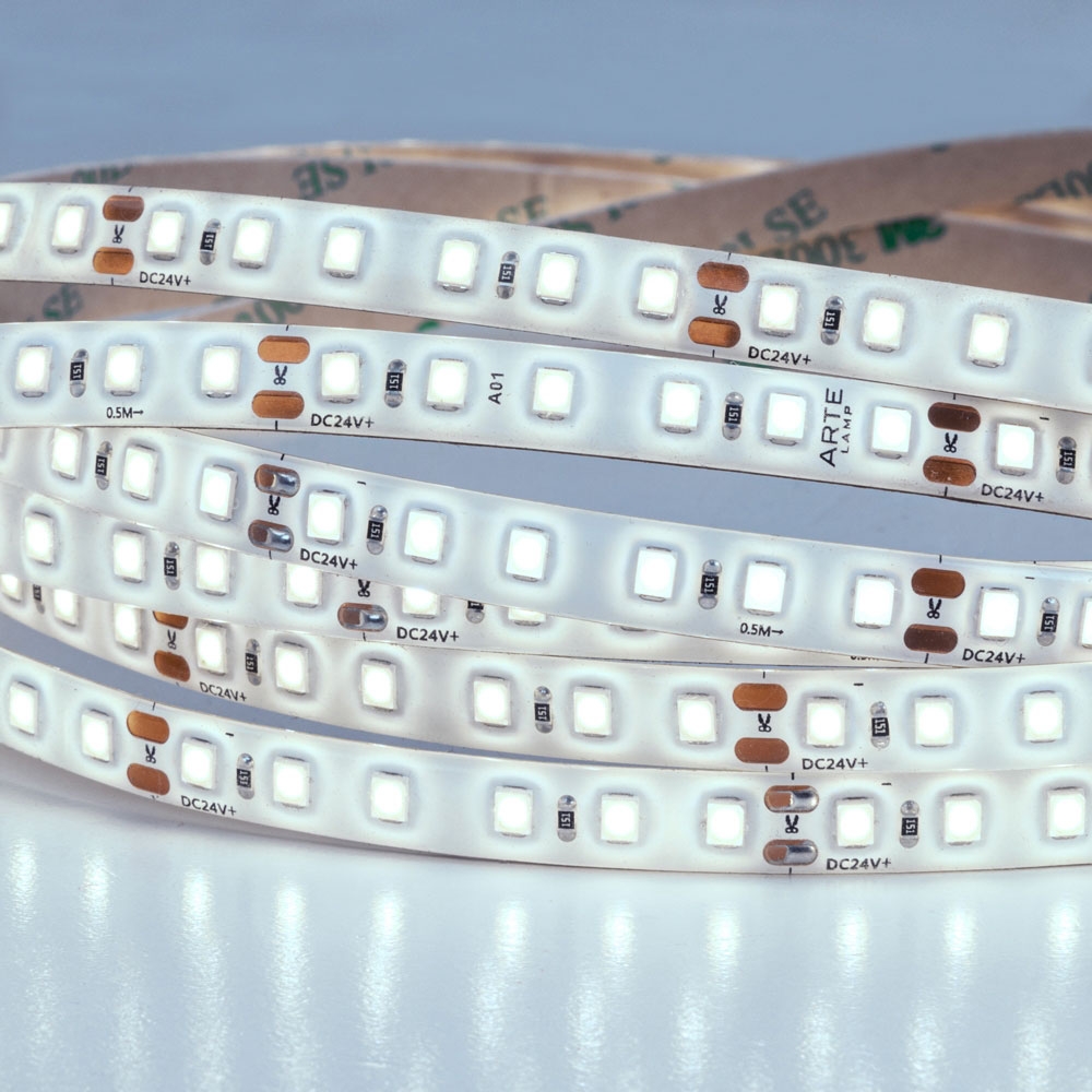 5М. Светодиодная Лента Холодного Цвета 6000К, 9,6W, 24V, Ip65 A2412008-06-6K ★ Arte lamp — купить в интернет магазине ЛЮСТРАВИК☀