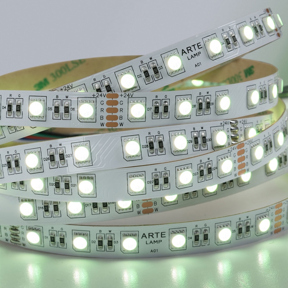 5М. Светодиодная Лента Белого Цвета 4000К, 14,4W, 24V, Ip20 A2406012-01-RGB4K ★ Arte lamp — купить в интернет магазине ЛЮСТРАВИК