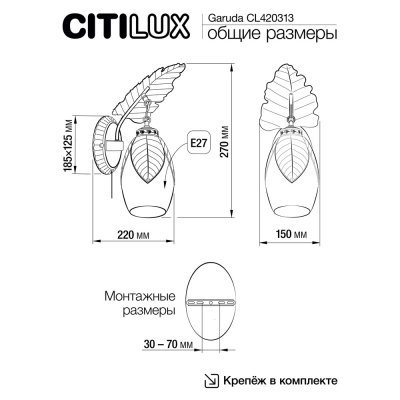 Citilux Garuda CL420313 Бра с выключателем Бронза