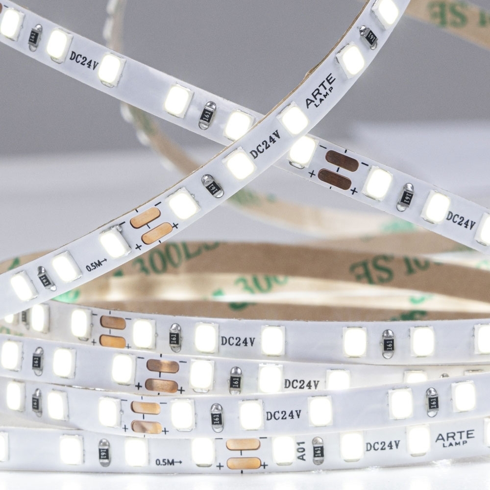 5М. Светодиодная Лента Белого Цвета 4000К, 9,6W, 24V, Ip20 A2412005-02-4K ★ Arte lamp — купить в интернет магазине ЛЮСТРАВИК☀