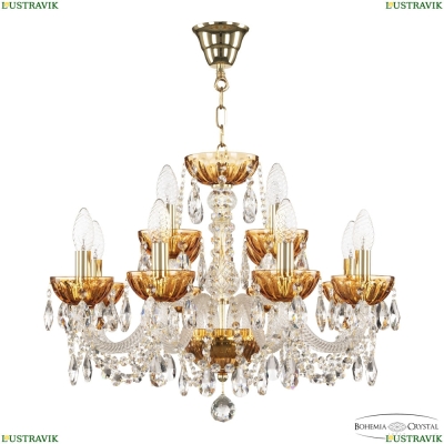 Люстра 5402/8+4/195 G Amber/M-1H ★ Bohemia Ivele Crystal — купить в интернет магазине «Люстравик»☀