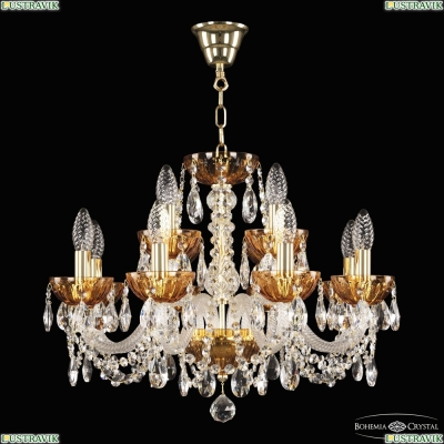 Люстра 5402/8+4/195 G Amber/M-1H ★ Bohemia Ivele Crystal — купить в интернет магазине «Люстравик»☀