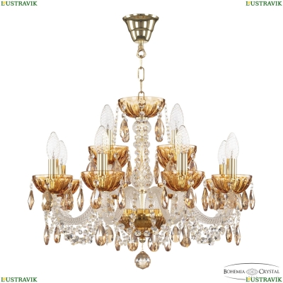 Люстра 5402/8+4/195 G Amber/M-1H K721 ★ Bohemia Ivele Crystal — купить в интернет магазине «Люстравик»☀