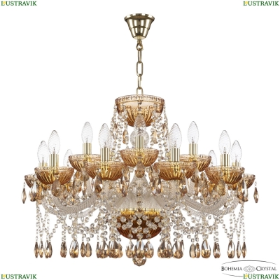 Люстра 5413/10+5/240 G Amber/M-1G K721 ★ Bohemia Ivele Crystal — купить в интернет магазине «Люстравик»☀