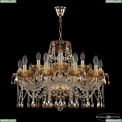 Люстра 5413/10+5/240 G Amber/M-1G K721 ★ Bohemia Ivele Crystal — купить в интернет магазине «Люстравик»☀