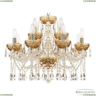 Люстра 5413/8+4/200 G Amber/M-1F ★ Bohemia Ivele Crystal — купить в интернет магазине «Люстравик»☀