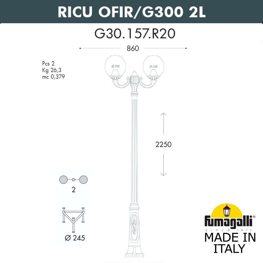 Уличный Фонарь G30.157.R20.AYF1R ★ Fumagalli — купить в интернет магазине ЛЮСТРАВИК☀