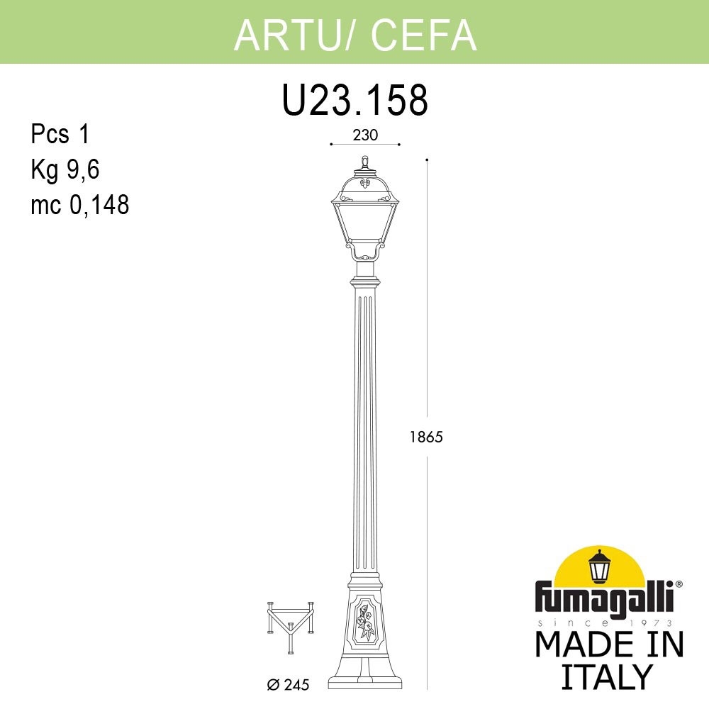 Уличный Фонарь U23.158.000.BXF1R ★ Fumagalli — купить в интернет магазине ЛЮСТРАВИК☀