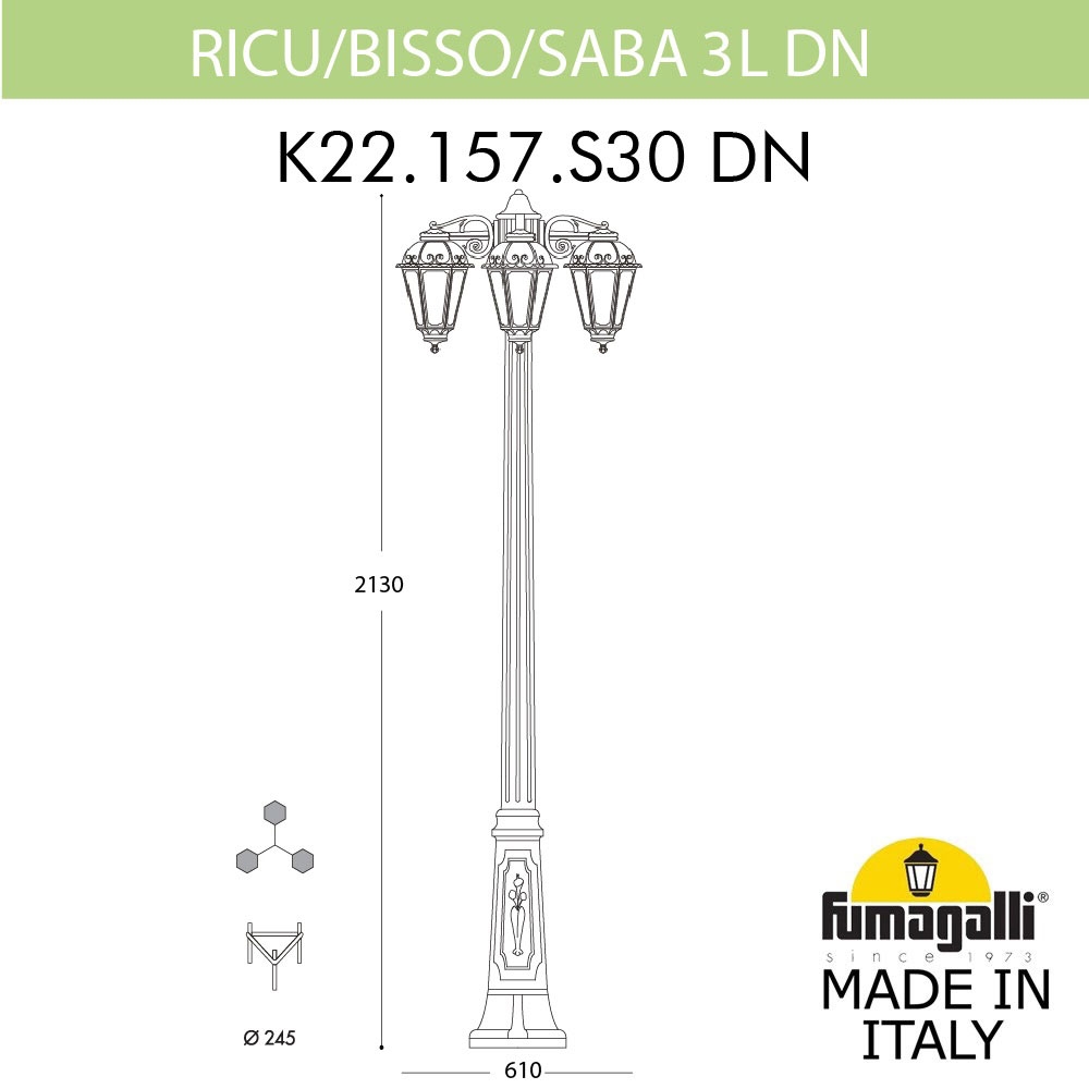 Фонарный Столб K22.157.S30.AYF1RDN ★ Fumagalli — купить в интернет магазине ЛЮСТРАВИК☀