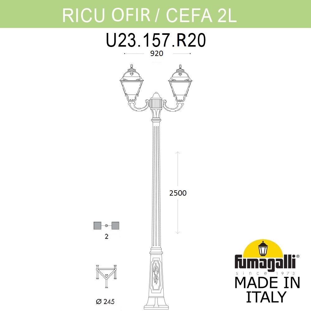 Фонарный Столб U23.157.R20.WXF1R ★ Fumagalli — купить в интернет магазине ЛЮСТРАВИК☀