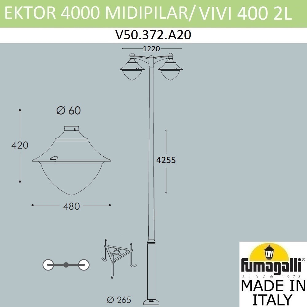 Парковый Фонарь V50.372.A20.AXH27 ★ Fumagalli — купить в интернет магазине ЛЮСТРАВИК☀