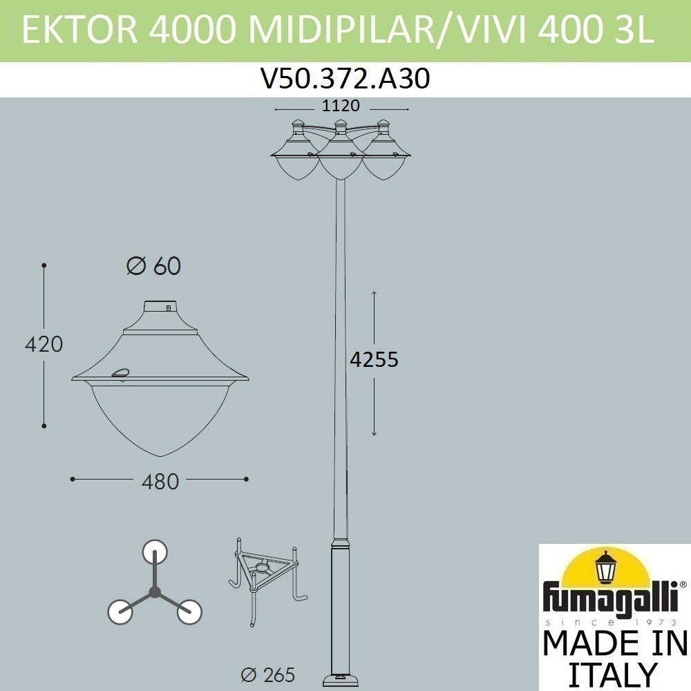 Парковый Фонарь V50.372.A30.LXH27 ★ Fumagalli — купить в интернет магазине ЛЮСТРАВИК☀