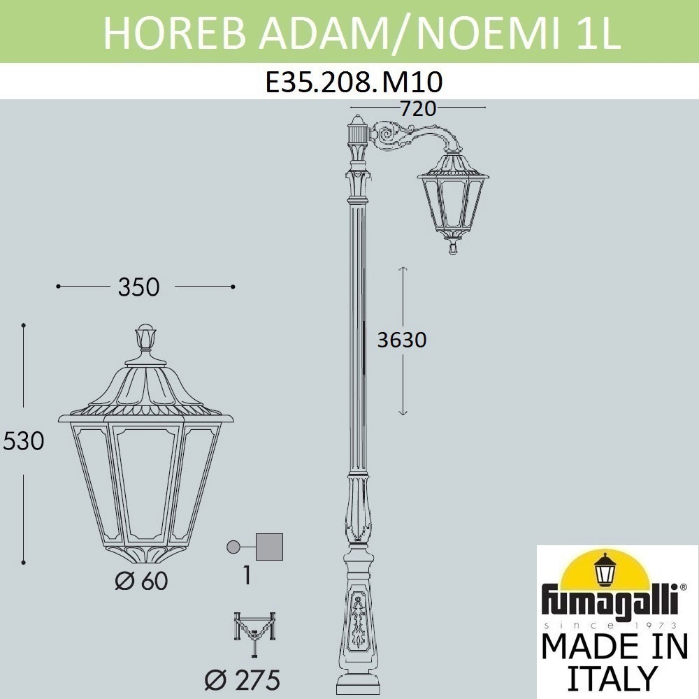 Парковый Фонарь E35.208.M10.AXH27 ★ Fumagalli — купить в интернет магазине ЛЮСТРАВИК☀