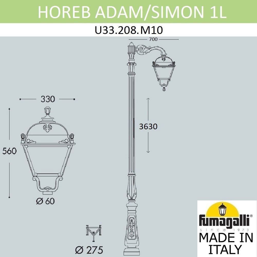 Парковый Фонарь U33.208.M10.AXH27 ★ Fumagalli — купить в интернет магазине ЛЮСТРАВИК☀