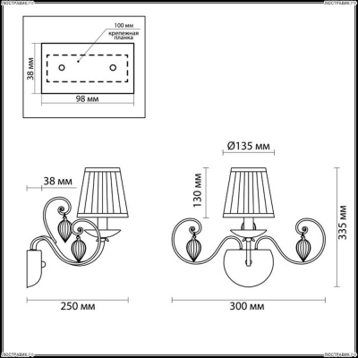 Бра 3921/1W ★Odeon Light, 1 x 40Вт☀, Бронза► — Купить▼