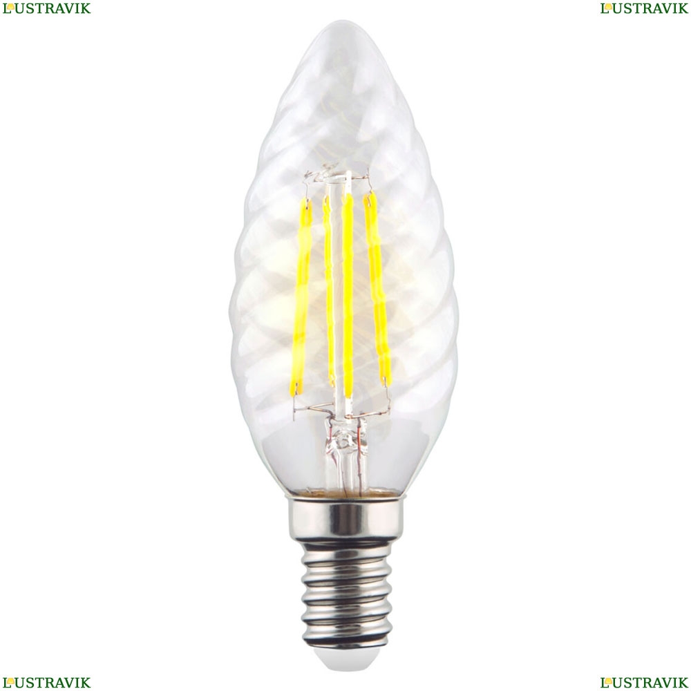 7028 (VG10-CC1E14cold6W-F) Voltega Лампа светодиодная филаментная E14 6W 4000К, Свеча витая