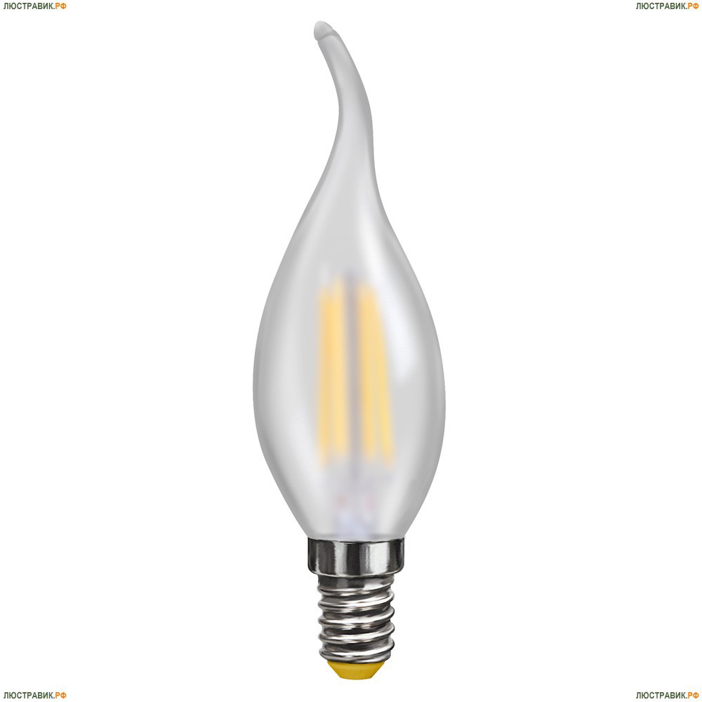 7025 (VG10-CW2E14warm6W-F) Voltega Лампа светодиодная филаментная E14 6W 2800К, Свеча на ветру матовая